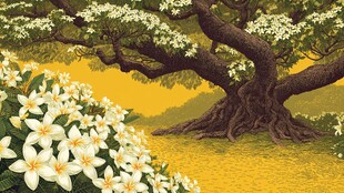 繁花巨树的梦幻自然景致