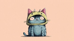 戴恐龙帽的可爱小猫