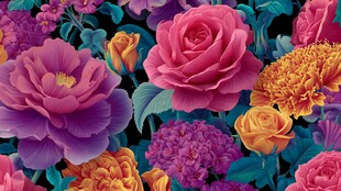 绚丽多彩花卉图案