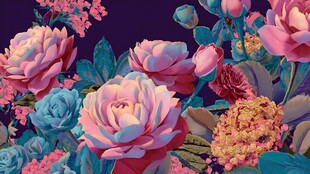 梦幻多彩花卉插画