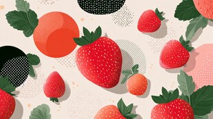 草莓水果插画背景图案