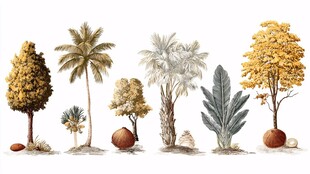 多样植物插画展示