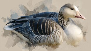 水彩风格的灰雁形象