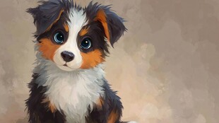 可爱三色小狗萌态十足