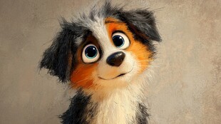 可爱三色小狗萌趣模样