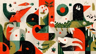 动物几何图案创意插画