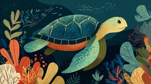 海龟畅游海底世界