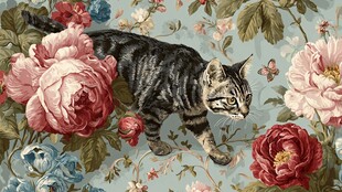 猫咪漫步繁花间