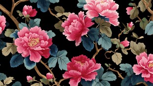 中式牡丹花卉图案设计