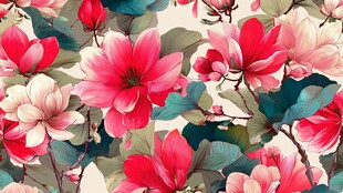 粉色花卉无缝图案背景