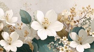 白色花卉绿植装饰插画