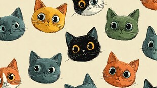 可爱猫咪头像无缝图案