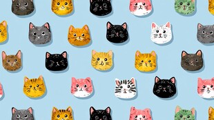 多彩猫咪头像图案背景图