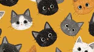 可爱猫咪头像无缝图案