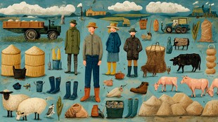 田园农耕场景与多样农具