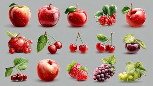 多样新鲜水果集合展示