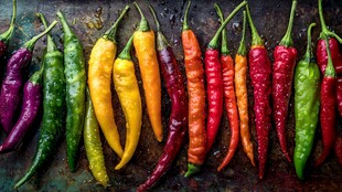 多彩辣椒排列展示