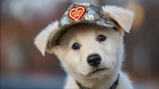 戴帽萌犬的可爱瞬间