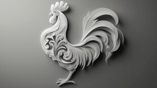 立体剪纸风雄鸡艺术造型