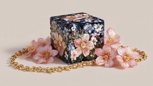 繁花装饰盒与金色链条配饰