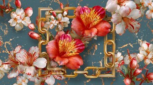 花卉金框装饰图案设计