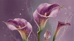 梦幻紫色马蹄莲插画