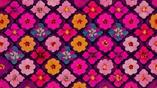 多彩花卉几何图案纹理背景